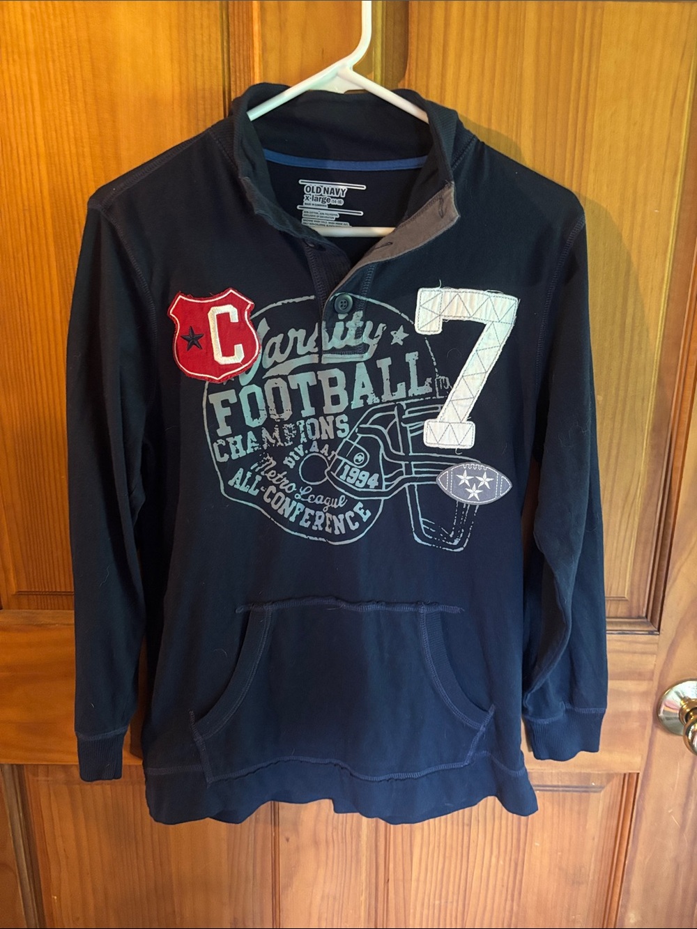 Old Navy Navy Pullover Football Graphic Hoodie